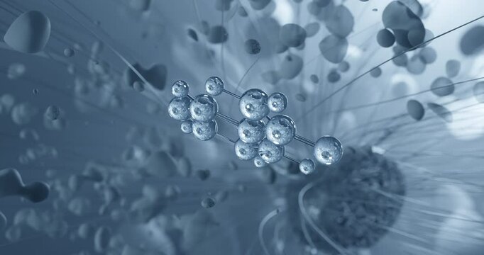 Nicotinamide rotating molecular 3d structure ball-and-stick model, looped video niacinamide