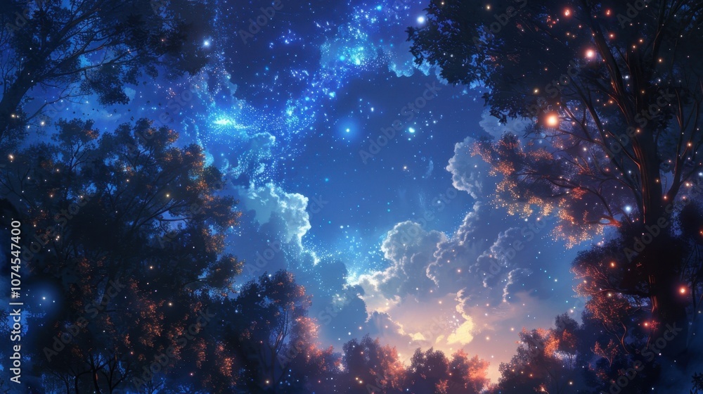 Poster the ling night sky particles seemed to form a beautiful tapestry each one adding its own delicate pa
