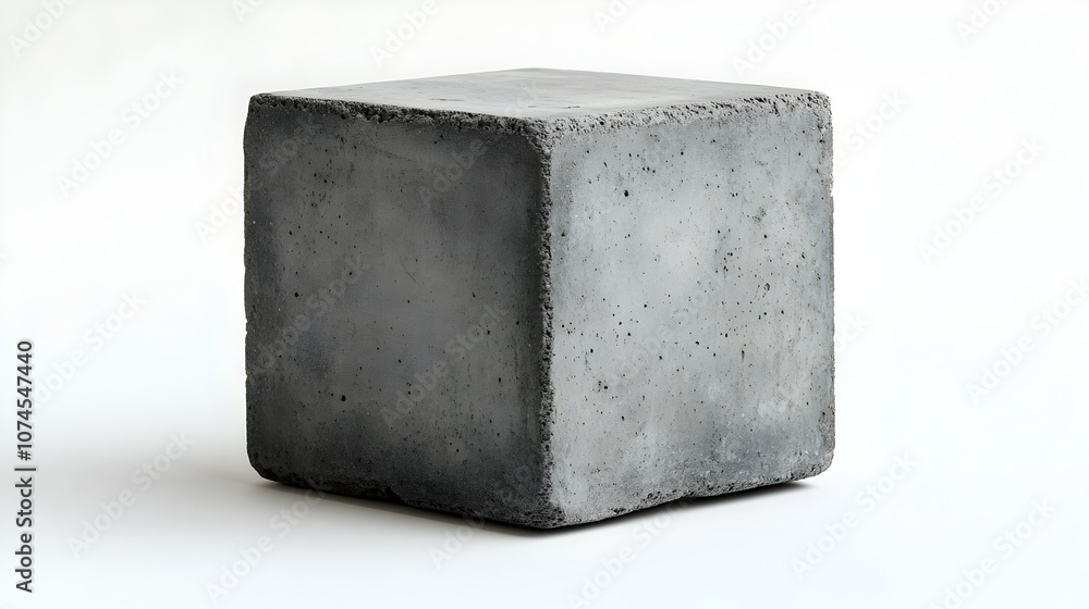 Poster concrete cube block with minimalist modern design. industrial gray material with textured geometric 