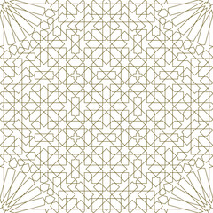 Seamless geometric ornament based on traditional arabic art. Muslim mosaic.Brown color lines.Average thickness.