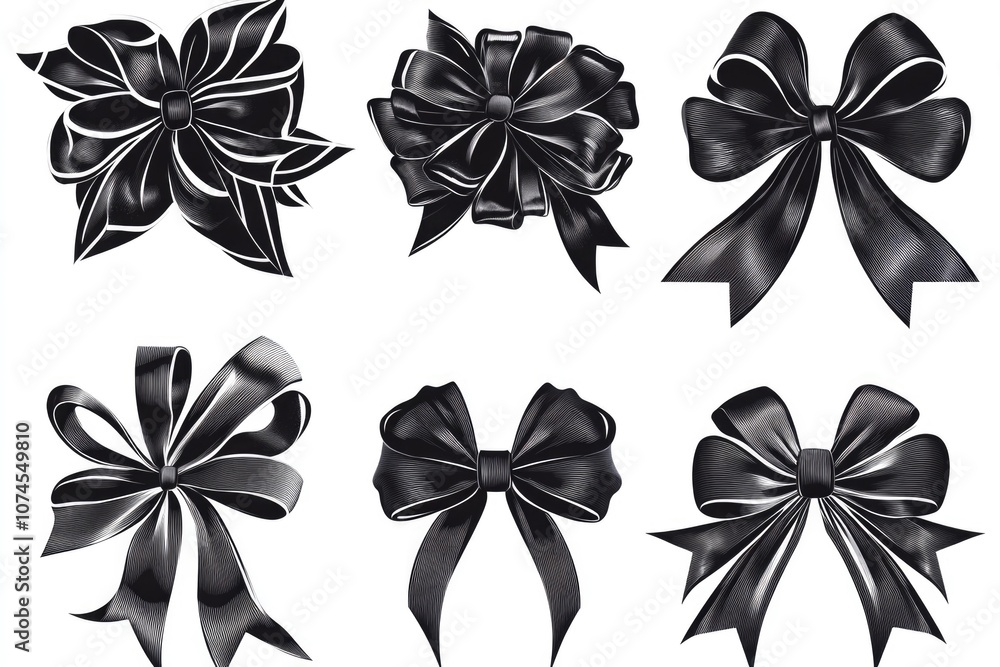 Poster a simple image featuring a set of black bows against a white background, perfect for use in designs 