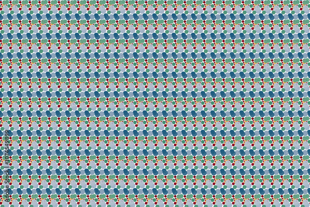 Poster a vibrant pattern of colorful circles and dots in a playful arrangement on fabric