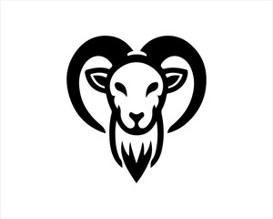 Silhouette Goat Logo Design Icon Symbol Vector Template. Black Goat Head Logo Vector Illustration 