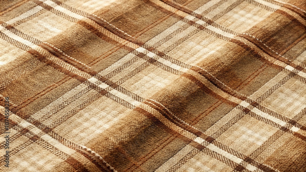 Poster subtle plaid texture in muted brown tones for design projects and backgrounds, featuring a soft beig