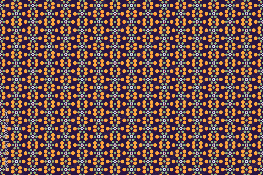 Poster bright geometric circles and dots on a dark background create a lively design