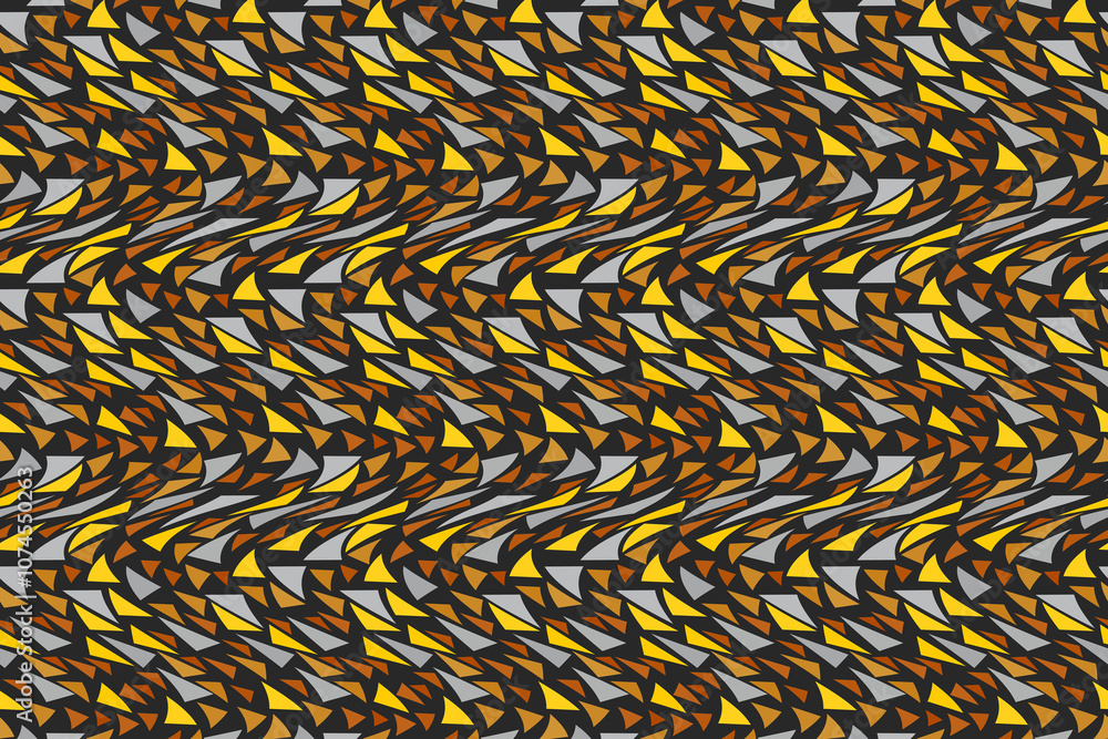Poster colorful zigzag pattern in warm tones creates a vibrant abstract design on canvas