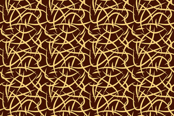 Intricate abstract design featuring delicate lines on a rich brown background