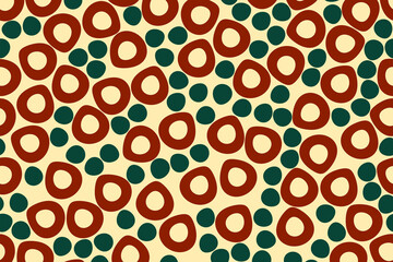 Vibrant abstract pattern featuring playful shapes in earthy tones and green accents