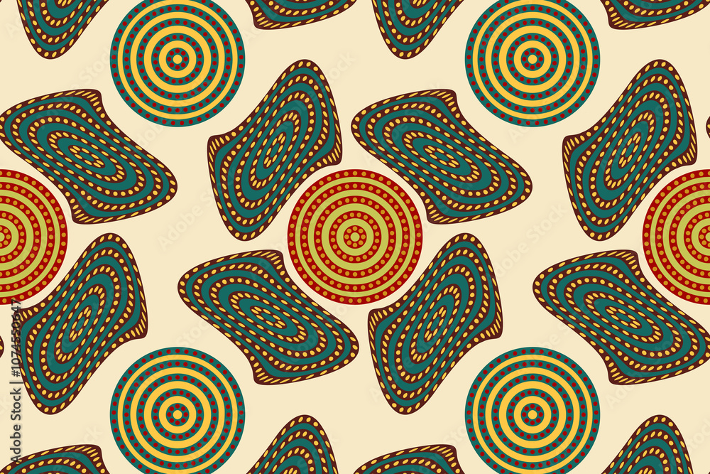 Poster colorful abstract pattern with swirls and circles on a light background