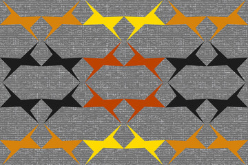 Fototapeta premium Vibrant geometric patterns in earthy tones create a captivating textile design
