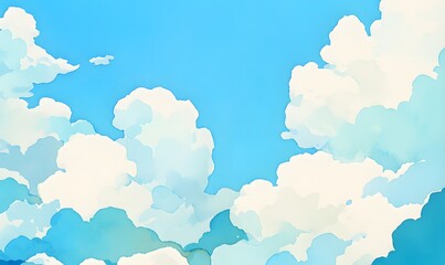 Bright Sunny Sky with Clouds in Blue Background, Generative AI 