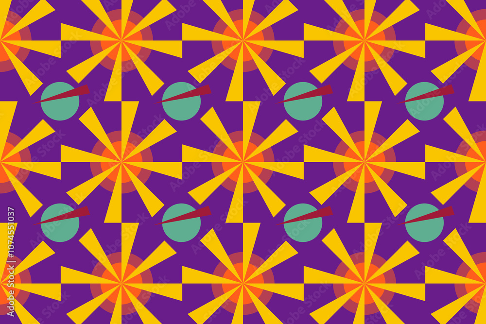 Poster vibrant geometric patterns create a dynamic visual rhythm in playful color combinations