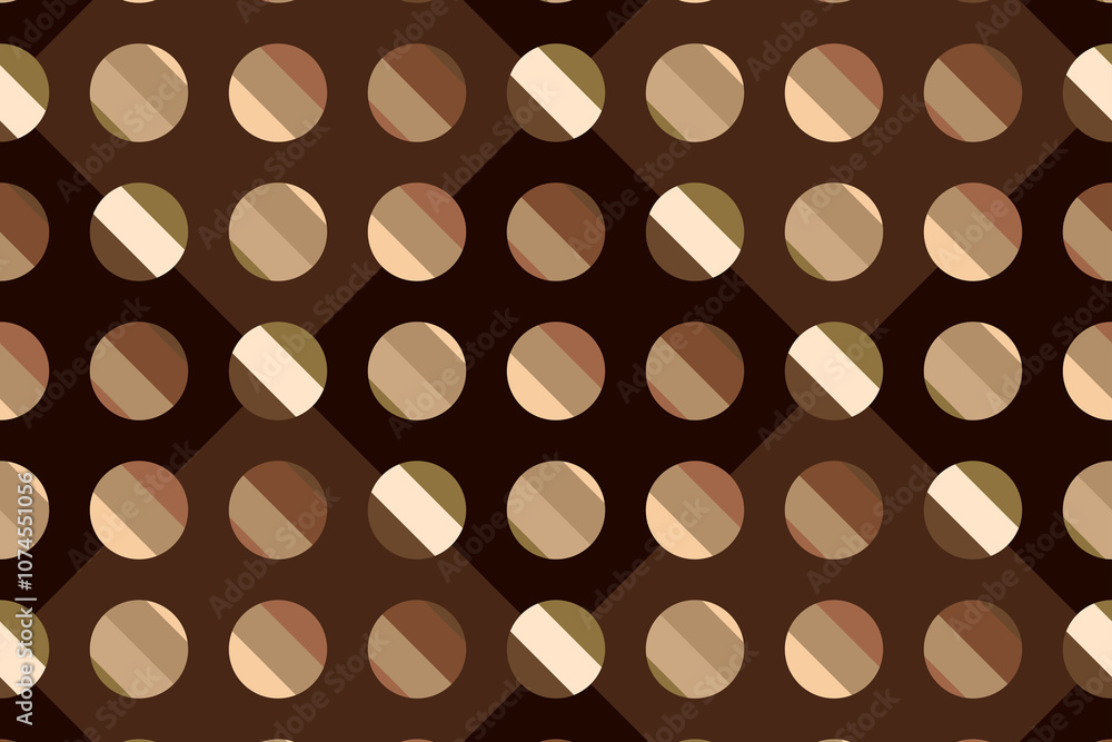 Poster geometric pattern featuring alternating circles on a rich brown backdrop