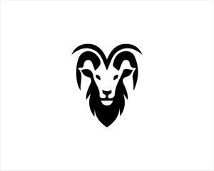 Silhouette Goat Logo Design Icon Symbol Vector Template. Black Goat Head Logo Vector Illustration 