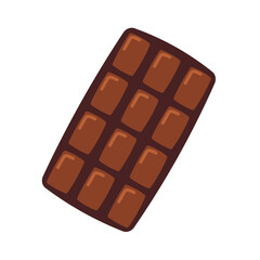 Bar of chocolate without wrapper. Vector of cocoa bean product in cartoon style. Colorful icon