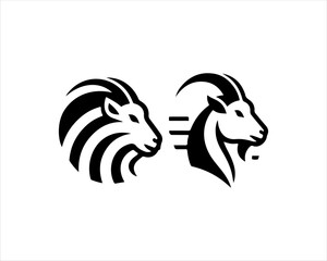 Silhouette Goat Logo Design Icon Symbol Vector Template. Black Goat Head Logo Vector Illustration 