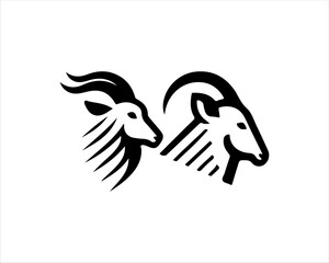 Silhouette Goat Logo Design Icon Symbol Vector Template. Black Goat Head Logo Vector Illustration 