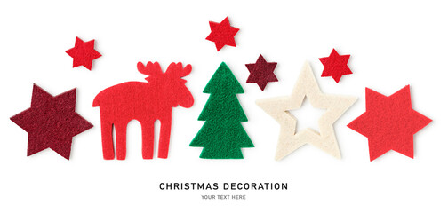 Christmas reindeer, tree, star  isolated on white background photography .