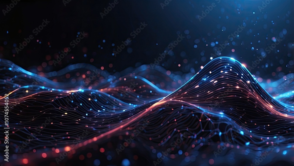 Poster a digital technology concept banner for data science and large streams of information in the network