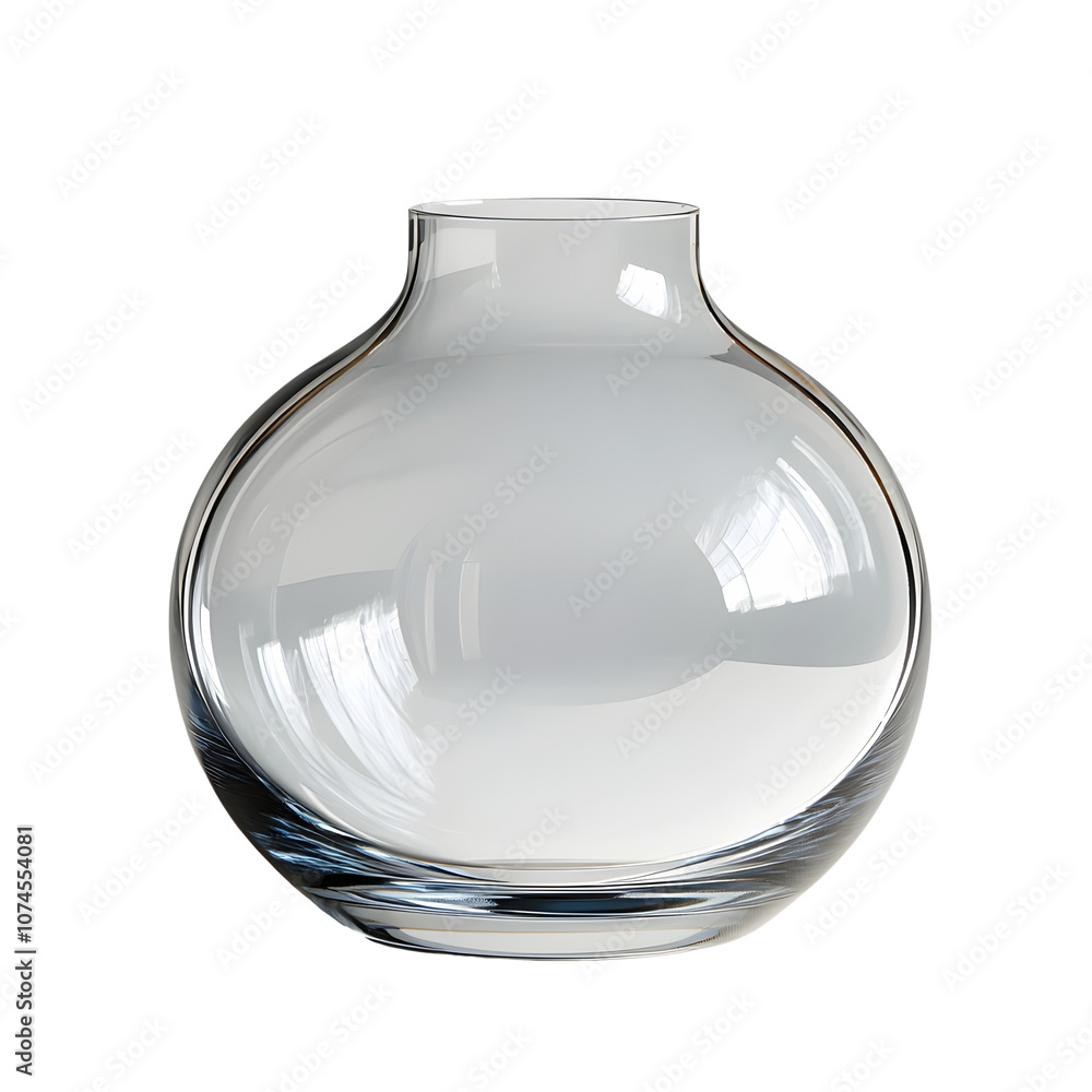 Poster elegant and modern glass vase or container displayed on a simple white background,showcasing the gra