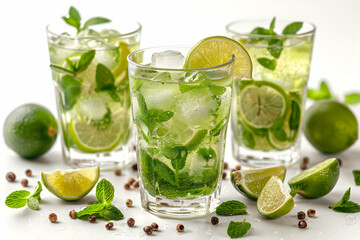 Mojito cocktail isolated on a white background
