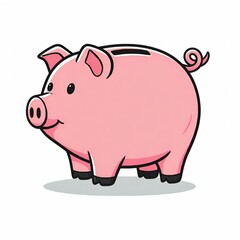 A pig-shaped piggy bank. White background.