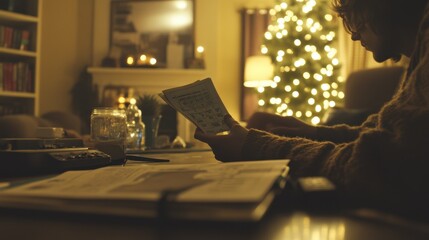 Cozy Living Room with Checkbook on Table