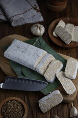 Tempe is an Indonesian food made from fermented soya bean