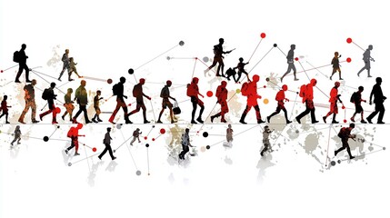 People Connected by Lines.