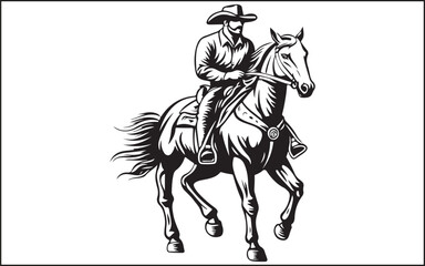 Naklejka premium Desert Cowboy Vector Silhouette 