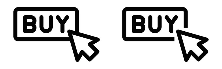 Buy button with cursor icon, vector illustration. Editable stroke.