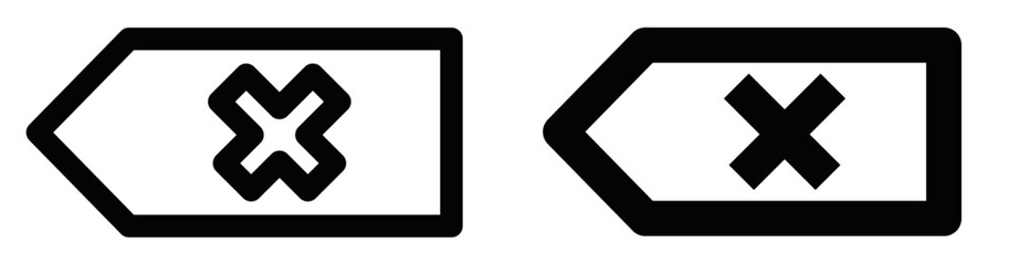 Cross symbol in a frame icon, vector illustration. Editable stroke.