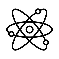Outline icon of an atom symbol, representing science. Editable stroke.