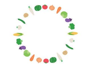 野菜_フラットデザインの円形フレーム