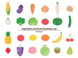 野菜と果物のセット_フラットデザイン