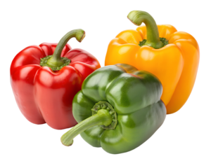 red and yellow peppers isolated on white