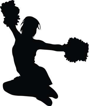 recommend clip art: Cheerleader full body silhouette illustration. Girl pose cheerleading isolated on white.