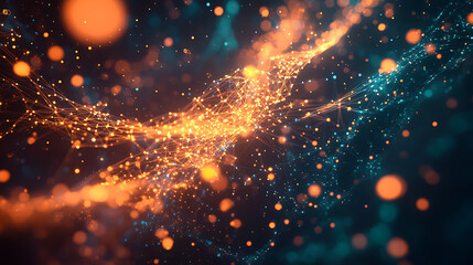 A dynamic AI neural network visualization with interconnected neurons, glowing synapses, and a vibrant digital backdrop 