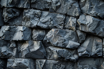 Pared de piedra oscura en la montaña.