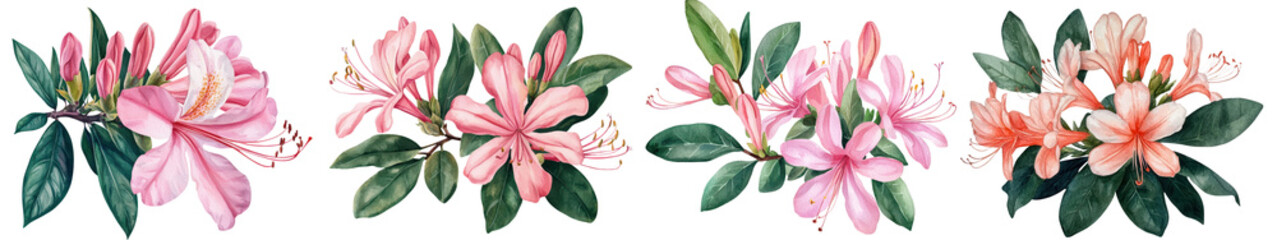Beautiful vibrant pink honeysuckle flowers in full bloom with lush green leaves and foliage  The fragrant floral blossoms create a romantic delicate and natural background