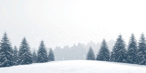 Naklejka premium A snowy landscape with many pine trees covered in snow background outdoors scenery.