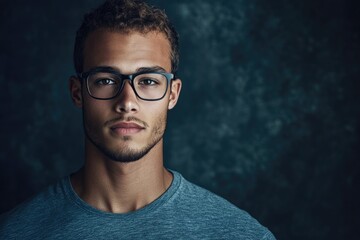Obraz premium A man wearing glasses and a gray shirt in a casual setting