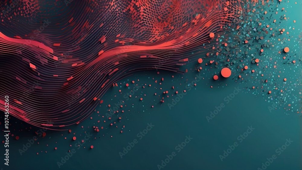 Poster particles of abstract technology on a mesh background. banner pattern backdrop site template in vect