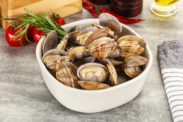 Raw vongole clams for cooking
