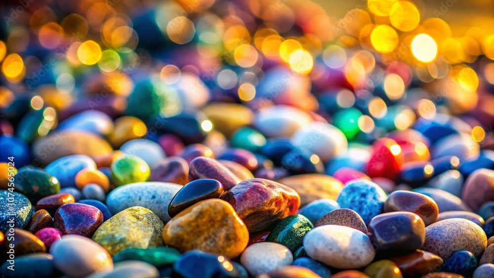 Aufkleber vibrant collection of isolated colorful pebbles and rocks for summer backgrounds with bokeh effect e