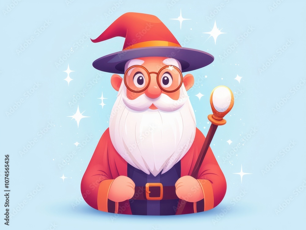 Poster create engaging cartoon flat design text book featuring a whimsical wizard character