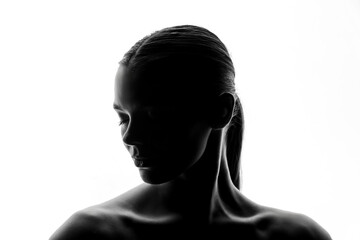 Serene Silhouette Portrait of Woman with Closed Eyes