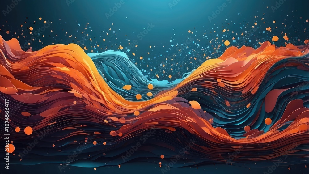 Poster particles flowing on an abstract background. a vector depiction of dynamic