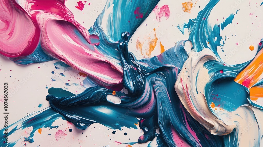 Aufkleber vivid abstract swirls of colorful paint blending in motion, creating a dynamic and energetic composi