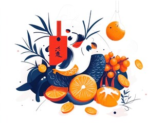Naklejka premium Celebrate lunar new year with generative ai discover festive symbols and their significance